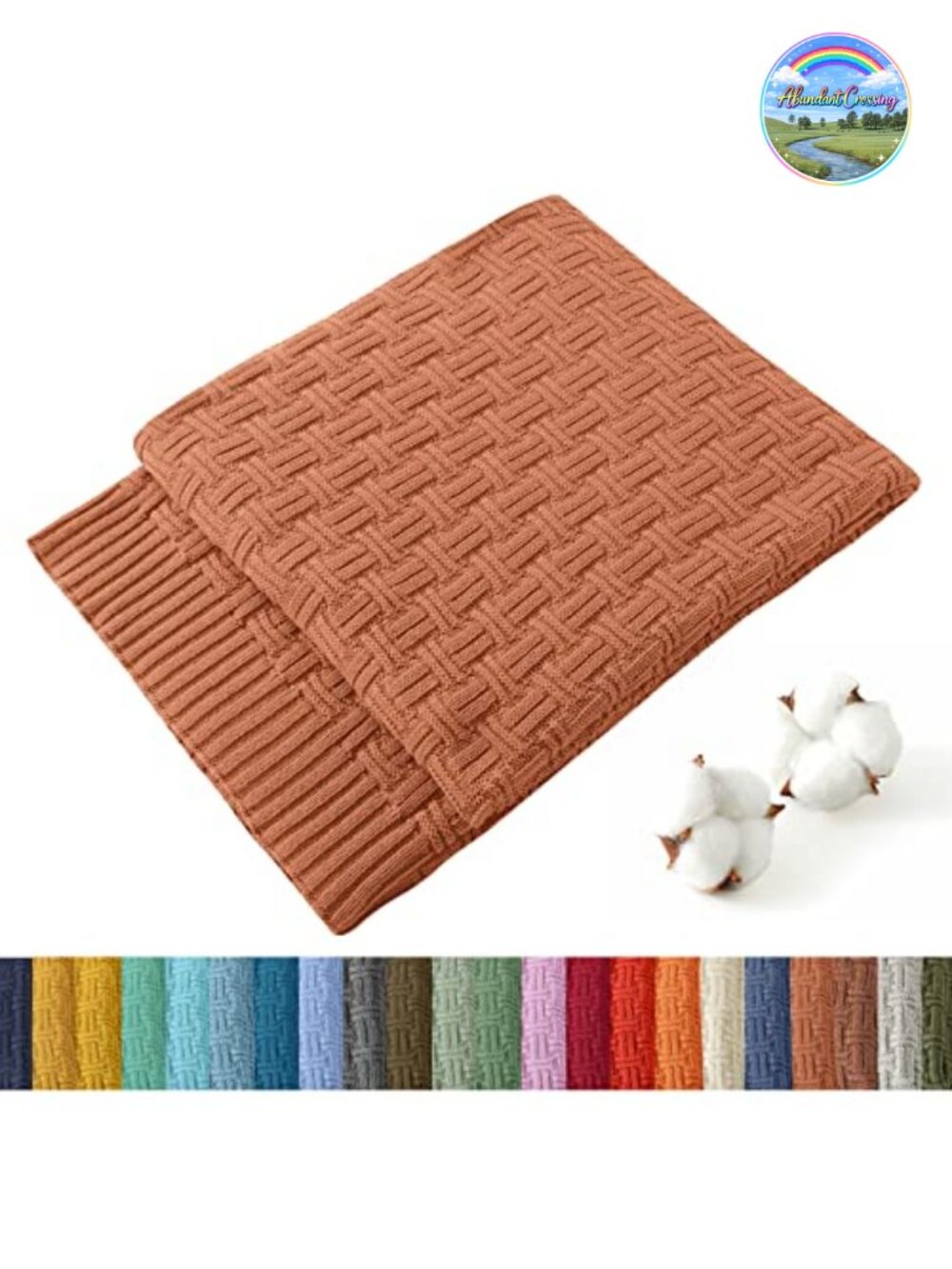 100% Cotton Knitted Throw Blanket 50x60 Inch Soft Cable Knit